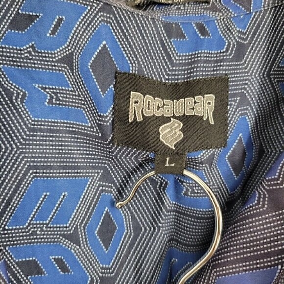 Rocawear Men's Large Y2K Streetwear Button Up Shirt Short Sleeve Gray blue - Picture 3 of 4